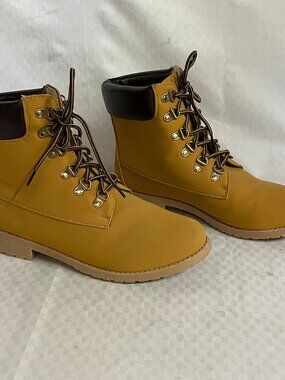 Unbranded Work Boots Women's 10 Tan Brown Lace Up Ankle Boot Hiking Faux Leather